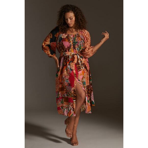 Geisha Designs Dresses & Skirts - Anthropologie Geisha Designs Collage Button Down Midi Dress, Size Medium